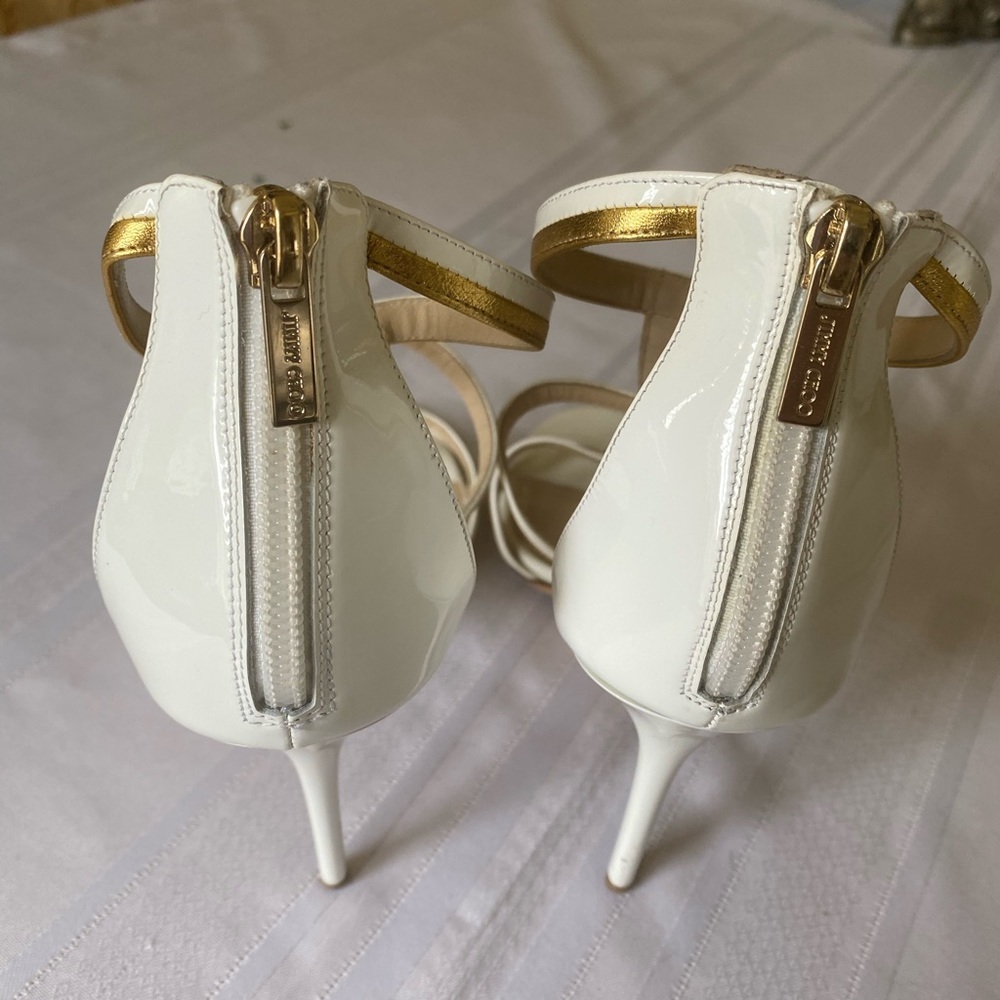 Jimmy Choo White & Gold High Heels - Picture 8 of 11